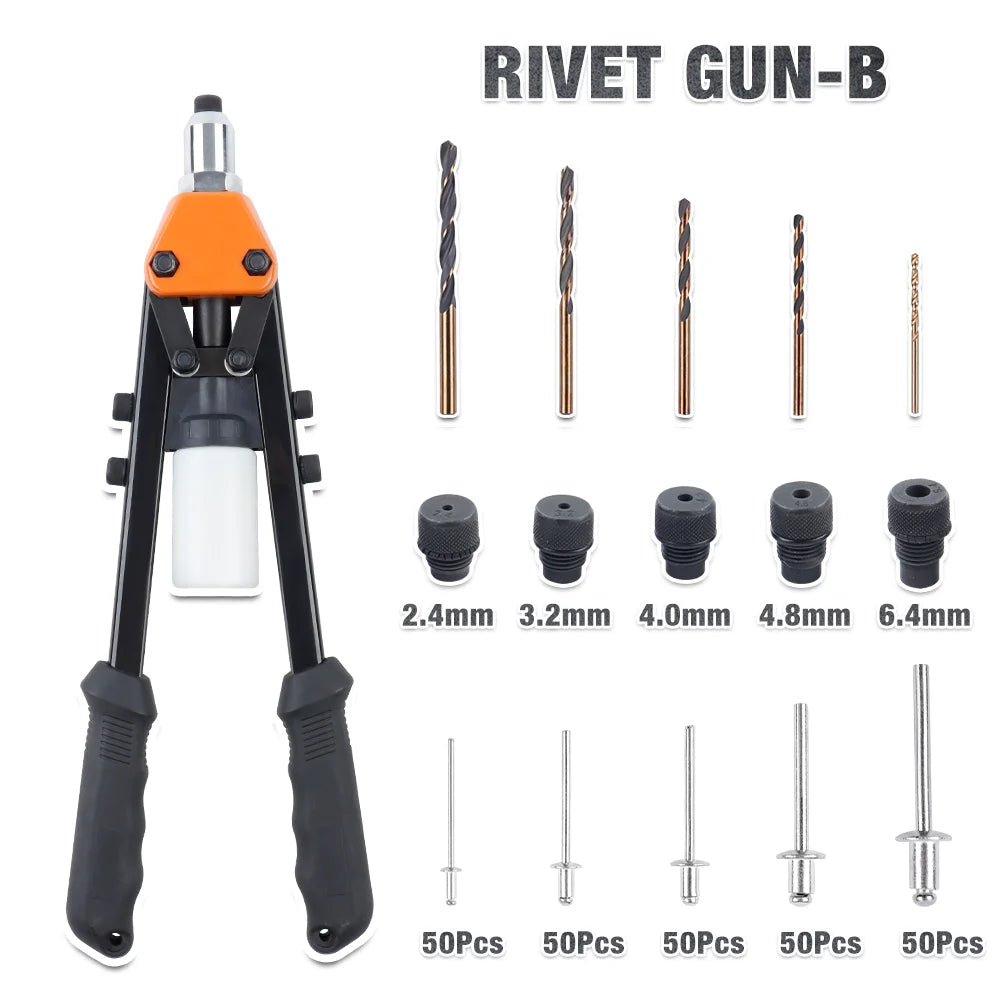 5 In 1 Manual Rivet Gun 2.4mm 3.2mm 4.0mm 4.8mm 6.4mm Multi-specification Riveting Tools, Home Riveting Machine, Pull Rivet Gun