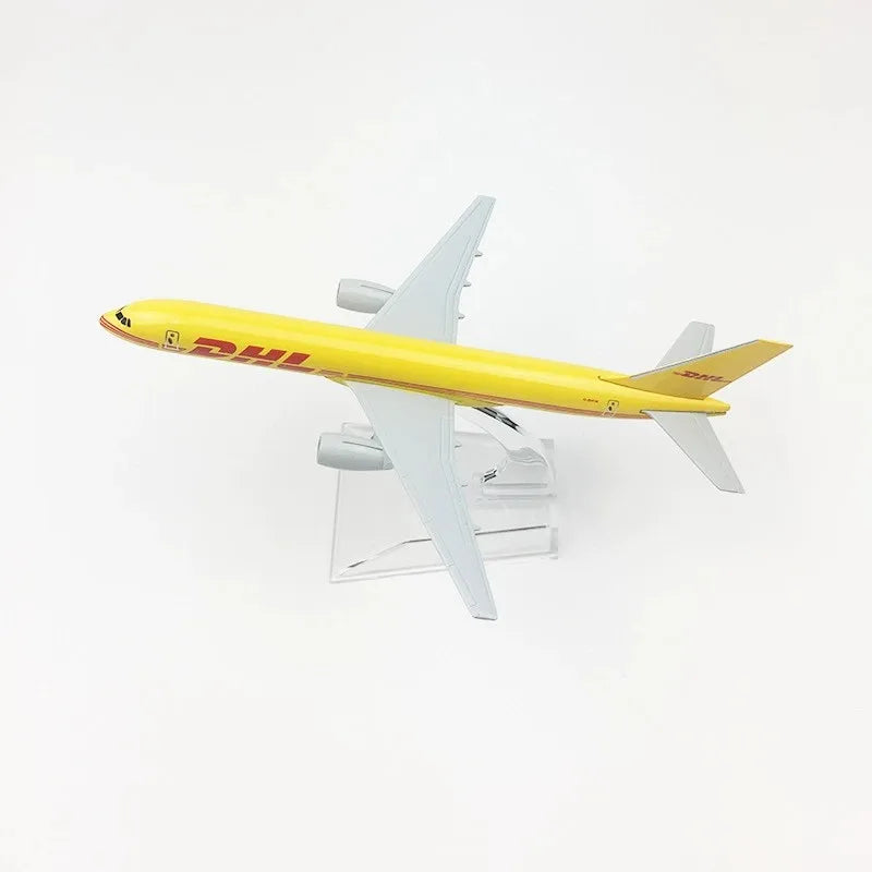16cm Scale B757 Adults Fun Airplane Replica Dhl Alloy Toy Airplane Diecast Model Yellow Freight Machine Diecast Aircraft Aviatio