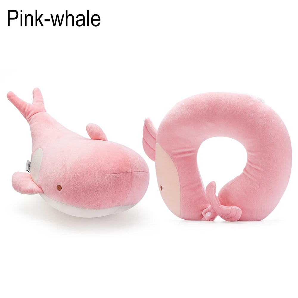 Cute Bedding Cervical Multifunctional Cartoon Protection Neck Fluffy Pillows U Shaped Travel Pillow Penguin Whale