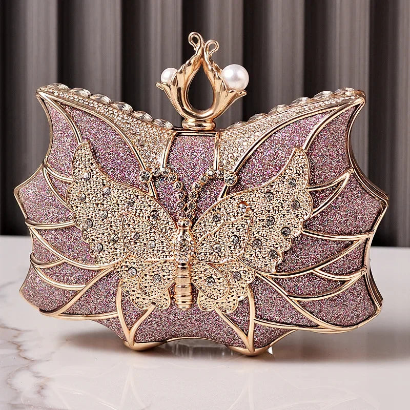 Fashion Luxury Evening Bags Hollow Butterfly Party Bag Bridal Wedding Diamond Clutch Elegant Banquet Handbags Dinner Purse Sac