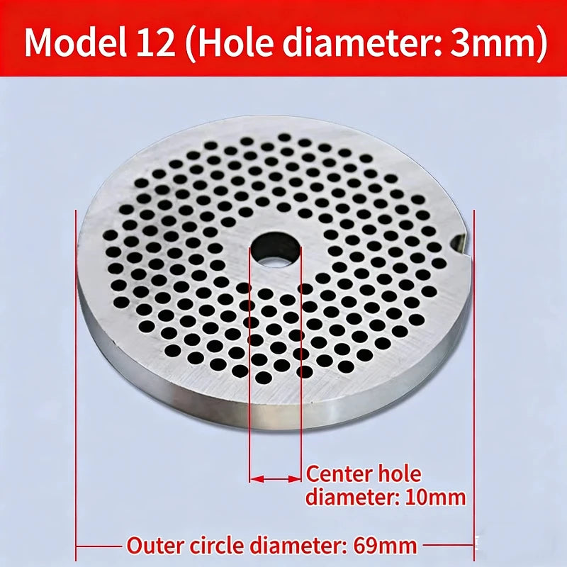12 # Electric Meat Grinder Orifice Plate Blade Accessories, Stainless Steel Orifice Plate Grate Discharge Plate Round Knife