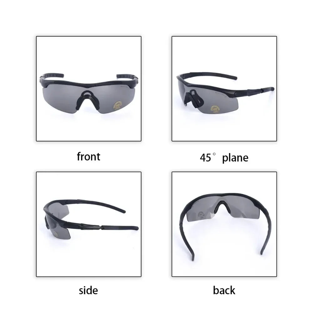 Tactical Windproof Shockproof Goggles 3 HD Interchangeable Lenses for Airsoft Motocross Mountaineering Outdoor Eye Safety Gear