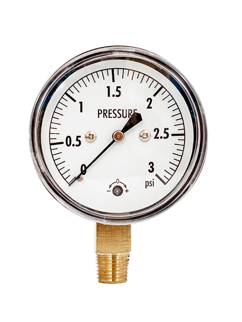 JIVTO Low Capsule Pressure Gauge 2-1/2  Dia, 1/4 NPT Lower Mount 3, 5,10 Psi 15, 20,30,60 IWC