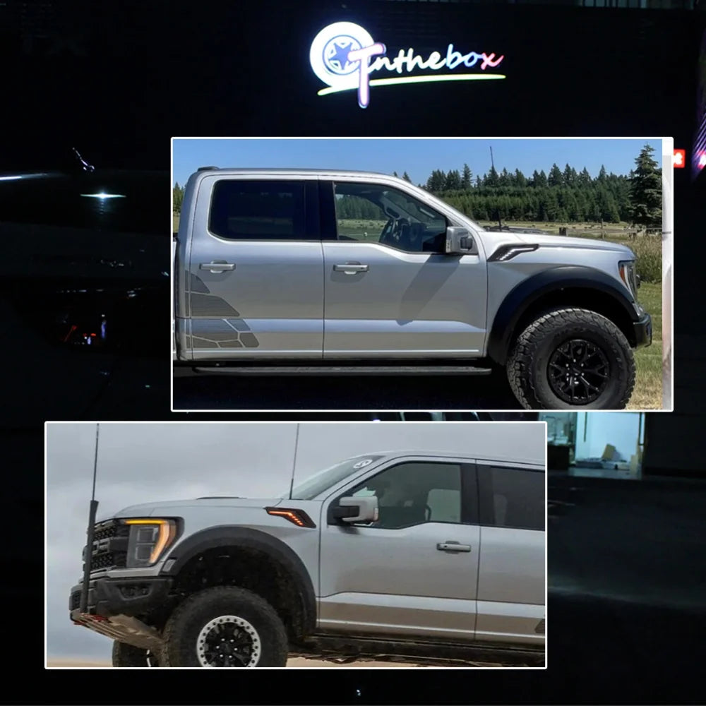 For Ford F-150 Raptor 2022 2023 Switchback LED Amber Dynamic Front Side Marker Turn Signal Lights w/ White DRL Driving Lights