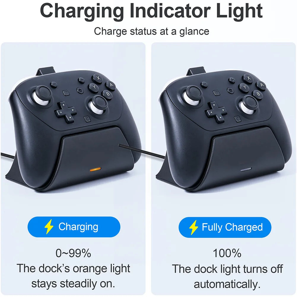 Controller Charging Dock Compatible For Switch 2 Pro Controllers Charging Stand Fast Charging Station W/ LED Indicator & Adapter