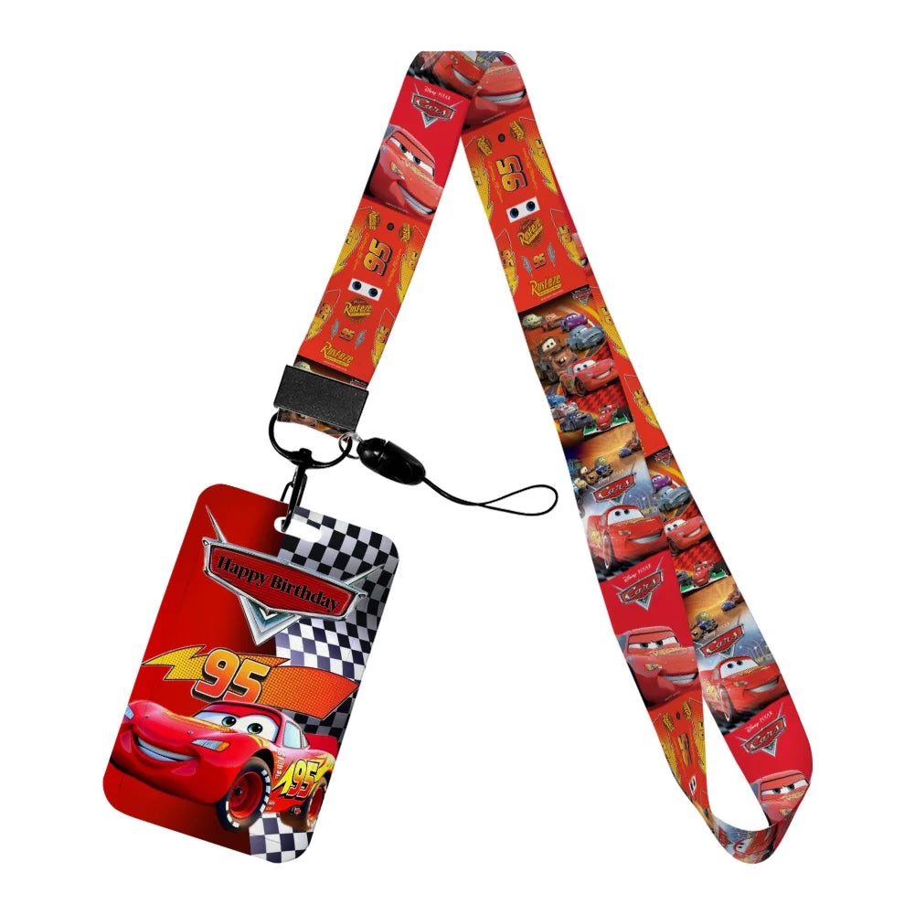 Cars Disney Movie Lightning McQueen New Arrvial Cute Cartoon Badge Holder ID Card Bus Card Holder Lanyard for Accessories Gifts