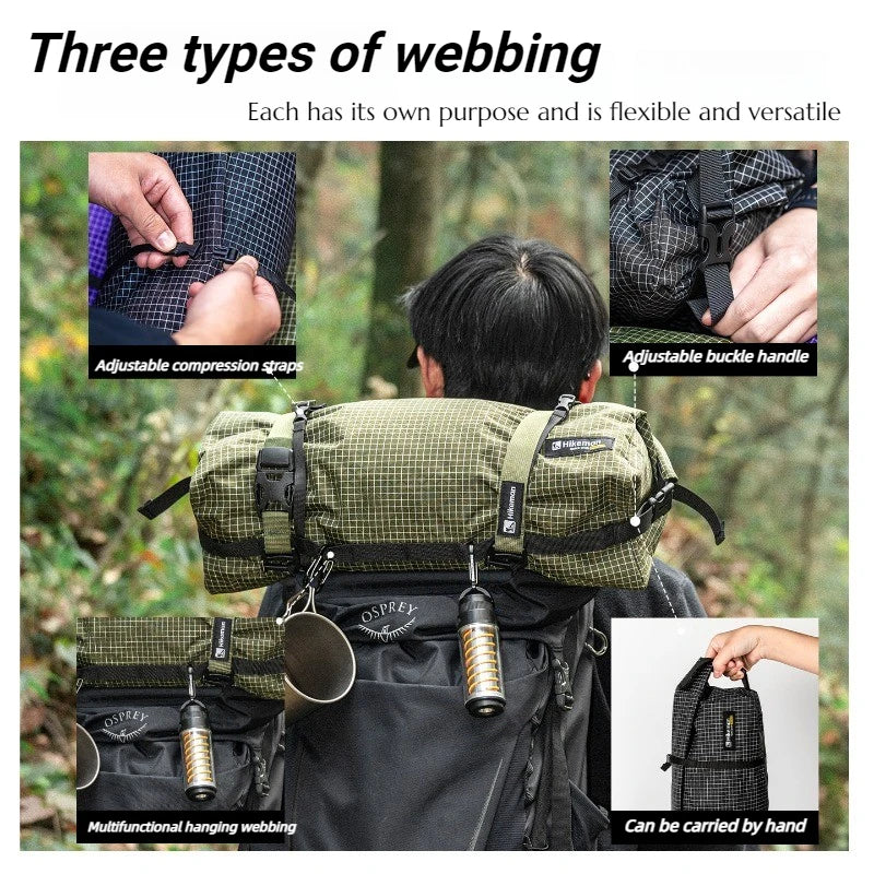 Ultralight 12L Waterproof Dyneema Expansion Pouch Multifunctional Top Lid External Storage Bag for Hiking Mountaineering Camping