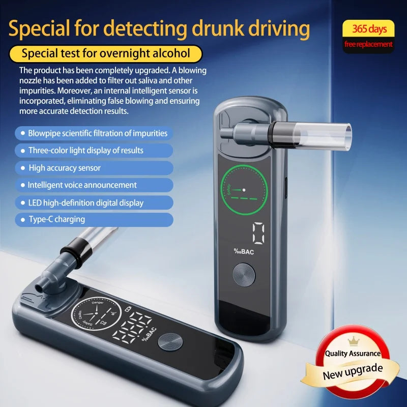 1Pc Black Digital Alcohol Tester Professional Alcohol Detector Breathalyzer Alcohl Tester LED Display Drunk Driving Test