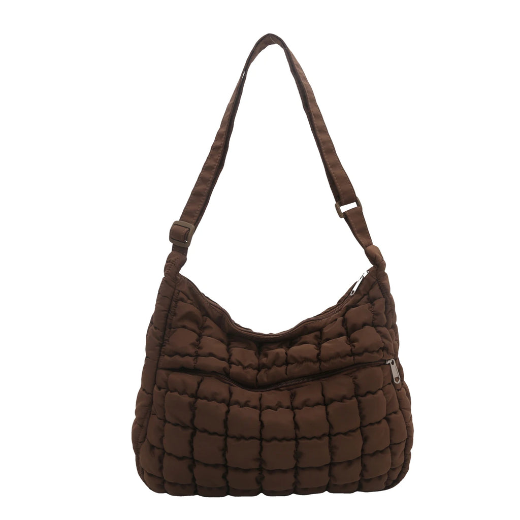 2025 New Quilted Puffer Shoulder Bag for Women Large Capacity Tote Sling Bag Fashion Casual Crossbody Satchel Bag Female Handbag
