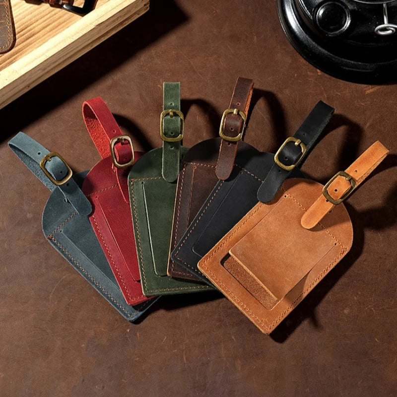 1PC Genuine Leather Luggage Tag Women Men Travel Accessories Suitcase Tags Name ID Address Lable Bag Tags for Luggage