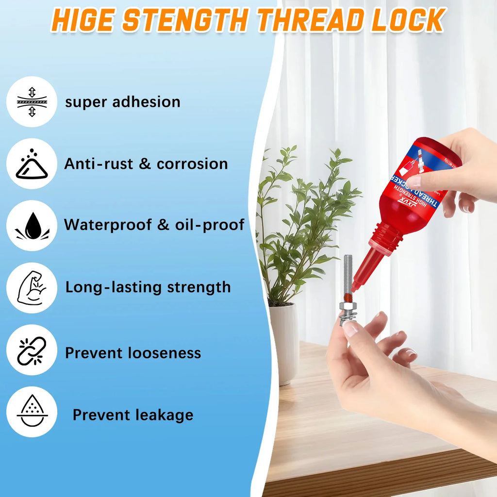 JXVX Threadlocker 10ml 271 High Strength Anaerobic Adhesive for Screw Fixing Anti-loosen Sealant Suitable for All Metal Threaded
