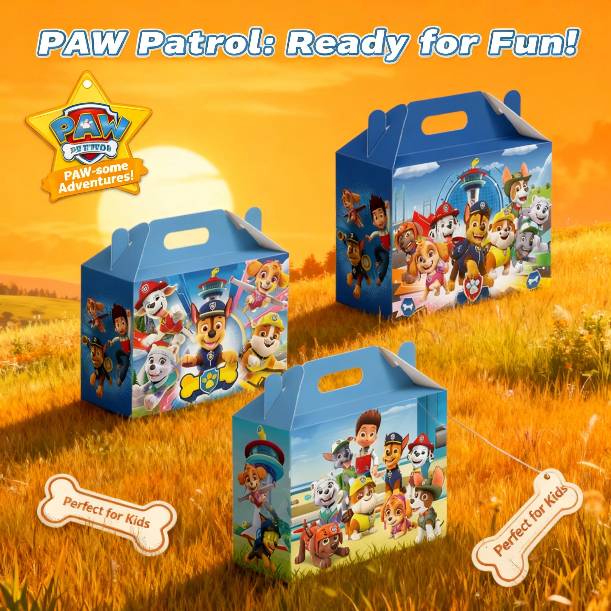 12PCS Paw Patrol Birthday Party Supplies Baby Shower Bag Cute Anime Kids Gifts Candy Decoration Creative Packaging Box