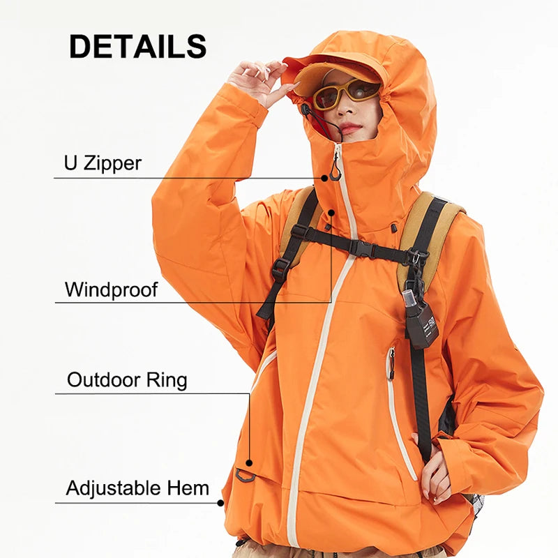 CHRLCK Men's Waterproof Hiking Jackets Spring Autumn Windproof Camping Windbreaker Women Fishing Trekking Running Jacket Unisex