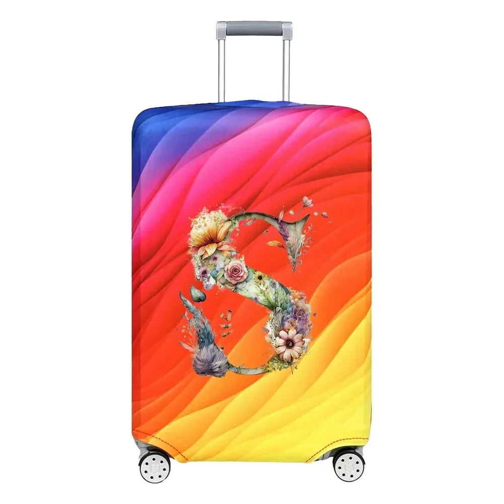 Luggage Cover Stretch Fabric Suitcase Protector Baggage Case for18-32 Inch Suitcase Case Floral Letter Series Travel Organizer