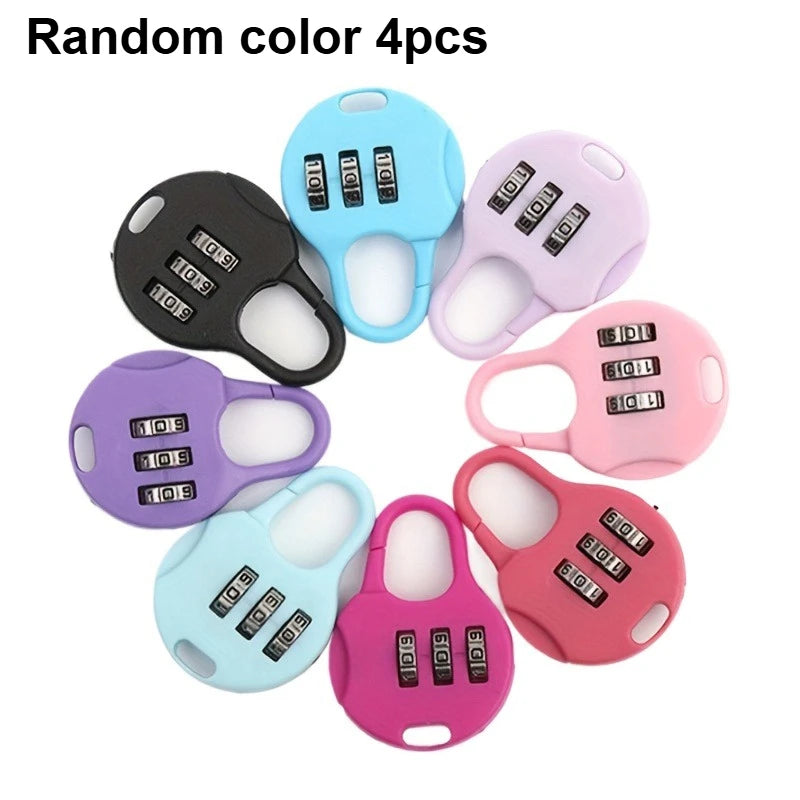4/8pcs Random color Mini 3 Dial Digit Combination Suitcase Luggage Security Password Code Lock Padlock Travel Padlock