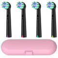 Toothbrush Protective Box and 4x Cross Clean Replacement Brush Heads Compatible with Oral B Electric Toothbrush, Home Travel Use