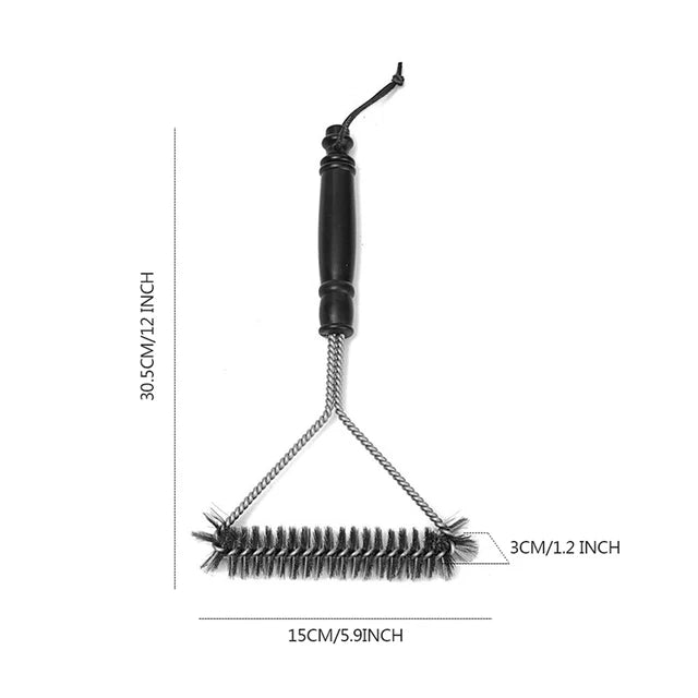 Kitchen Accessories BBQ Grill Brush and Scraper Barbecue Kit Cleaning Brush Stainless Steel Tools Wire Bristles Triangle