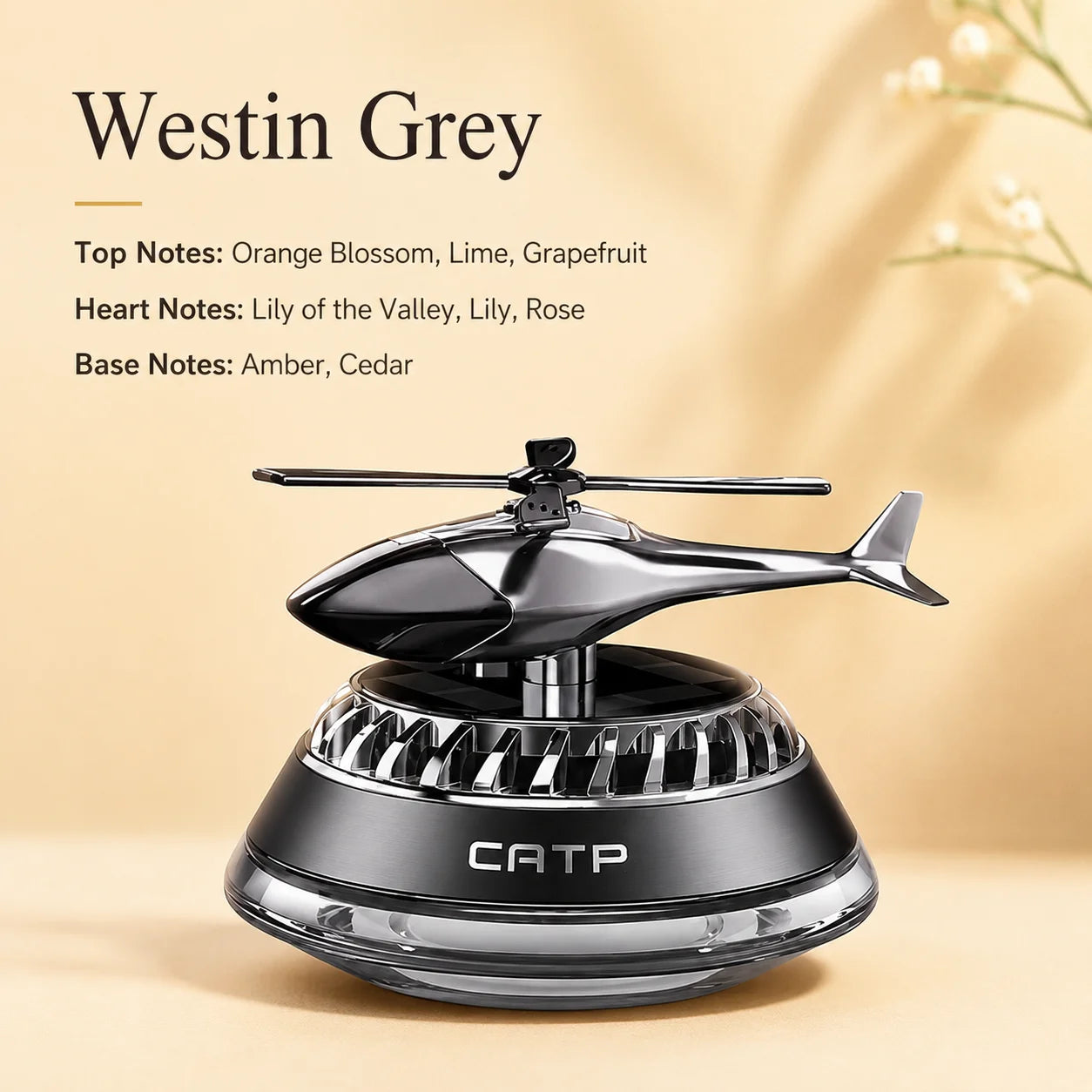 Solar-powered Car Air Freshener Helicopter-style Car Perfume Car Fragrance Odor Remover Long-lasting Light Scent