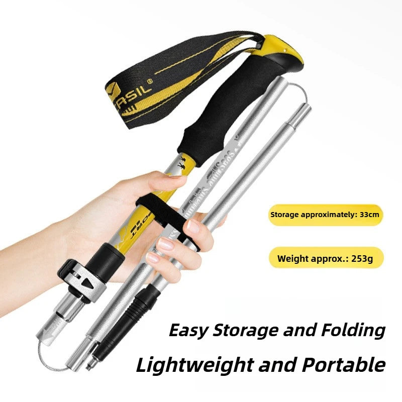 2PCS Aluminum Alloy Folding Trekking Poles Set - Lightweight Telescoping Walking Sticks for Hiking,Off-Road & Outdoor Adventures