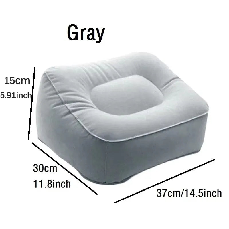 Inflatable PVC Footrest Pillow Air Cushion for Travel Office Home Leg up Relaxing Foot Rest under Desk Support