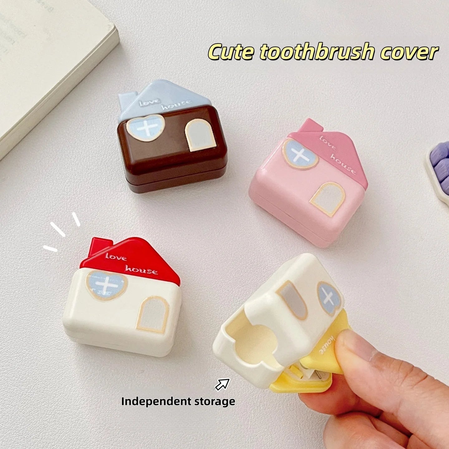 Cute House-Shaped Toothbrush Cover, Portable Dustproof Toothbrush Protector for Travel