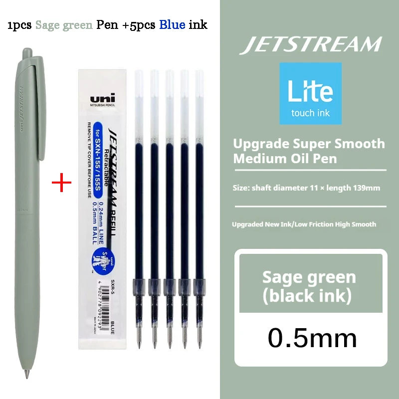Uni Permanent Ballpoint Pen Jet Stream Anti-slip Cloudy Recycled Eco Shell Friction Super Smooth Ink Oil Pens Portable Supplies