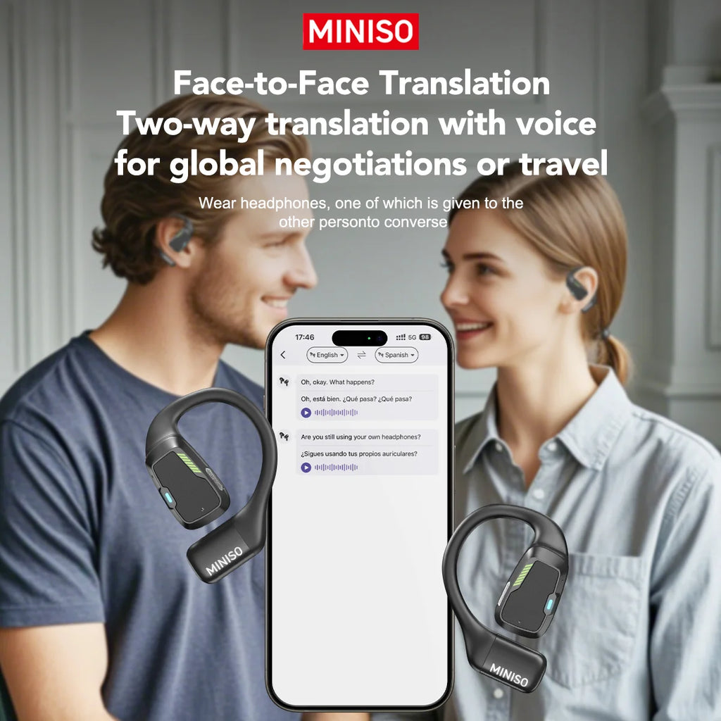 AI MINISO M98 Wireless Headphones OWS Sports Bluetooth Earphones Gaming Headset AI Translator Earbuds APP LCD Touch Screen IPX5