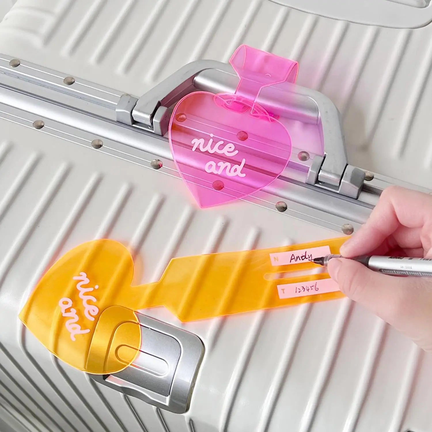 Fluorescent Baggage Tag Portable Anti-lost PVC Suitcase Label Travel Colorful Luggage Tag