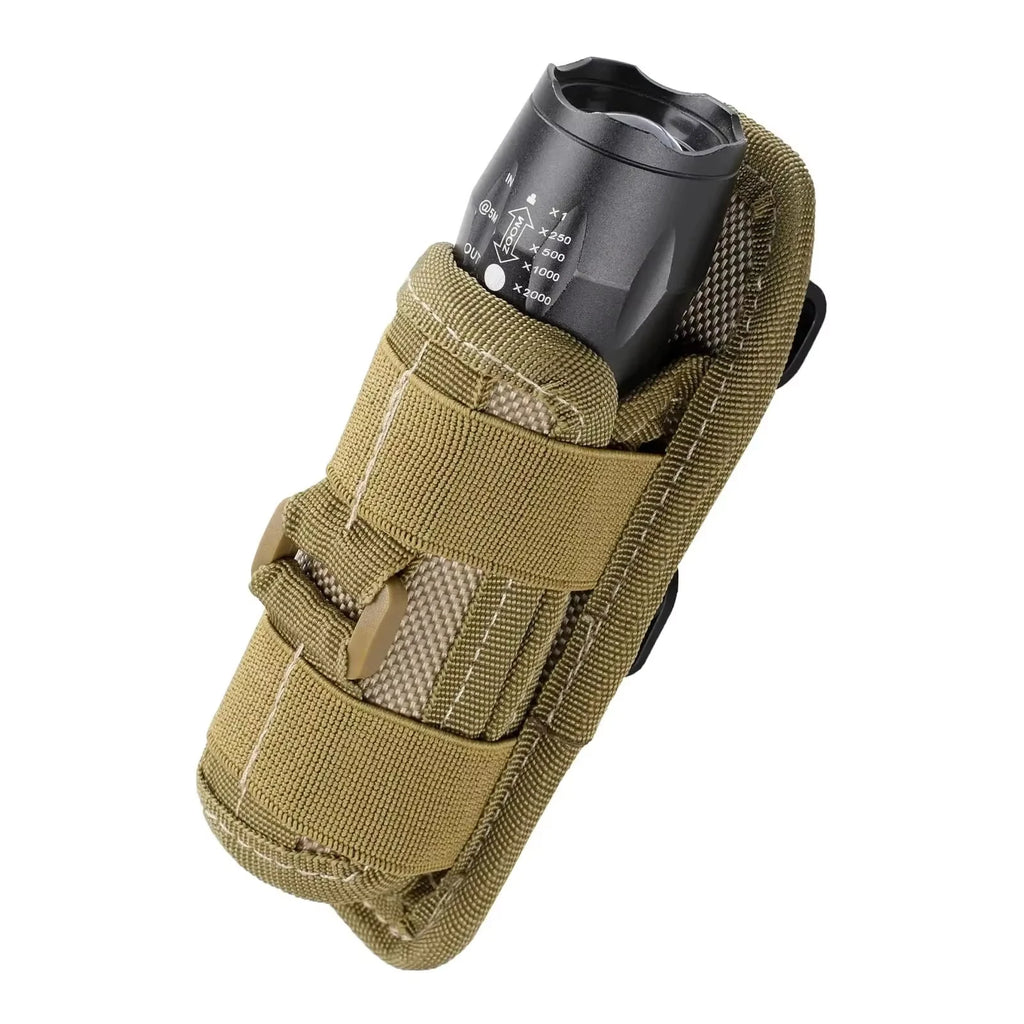 Tactical Flashlight Pouch Belt Torch Bag Durable Hunting Lighting Accessory Outdoor Survival Kits Case With 360 Degree Carabiner