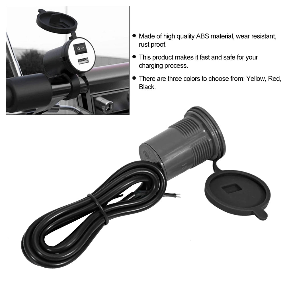 Motorcycle Charger Phone Holder Waterproof USB Charger DC 12V Matching Switch Made Of High Quality ABS Motorcycle Accessories