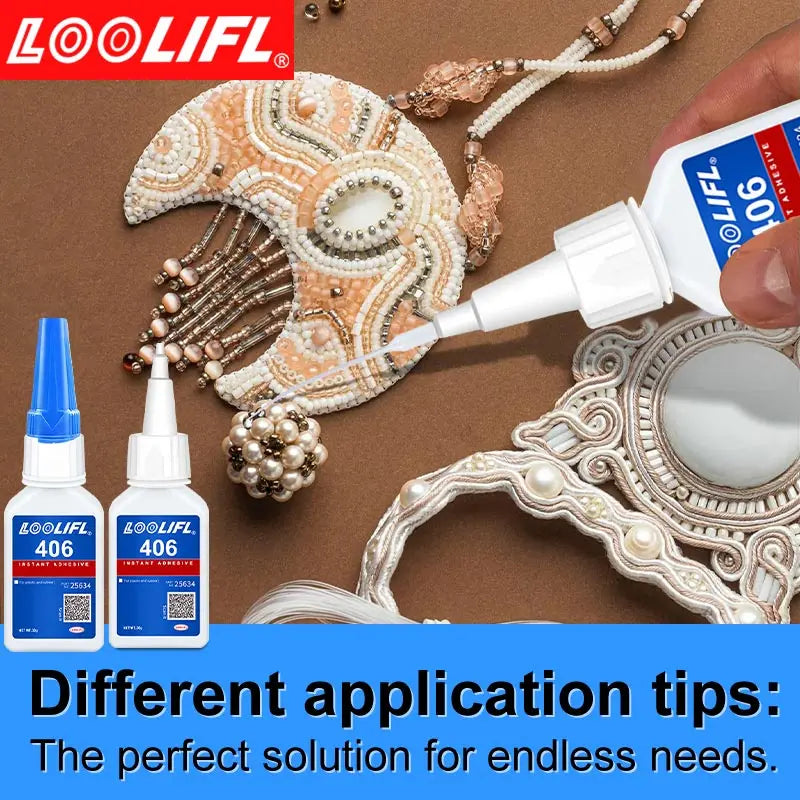 Brand-new upgraded 406 super cyanoacrylate glue, instant drying in 5 seconds, waterproof, stable and versatile bonding tool.
