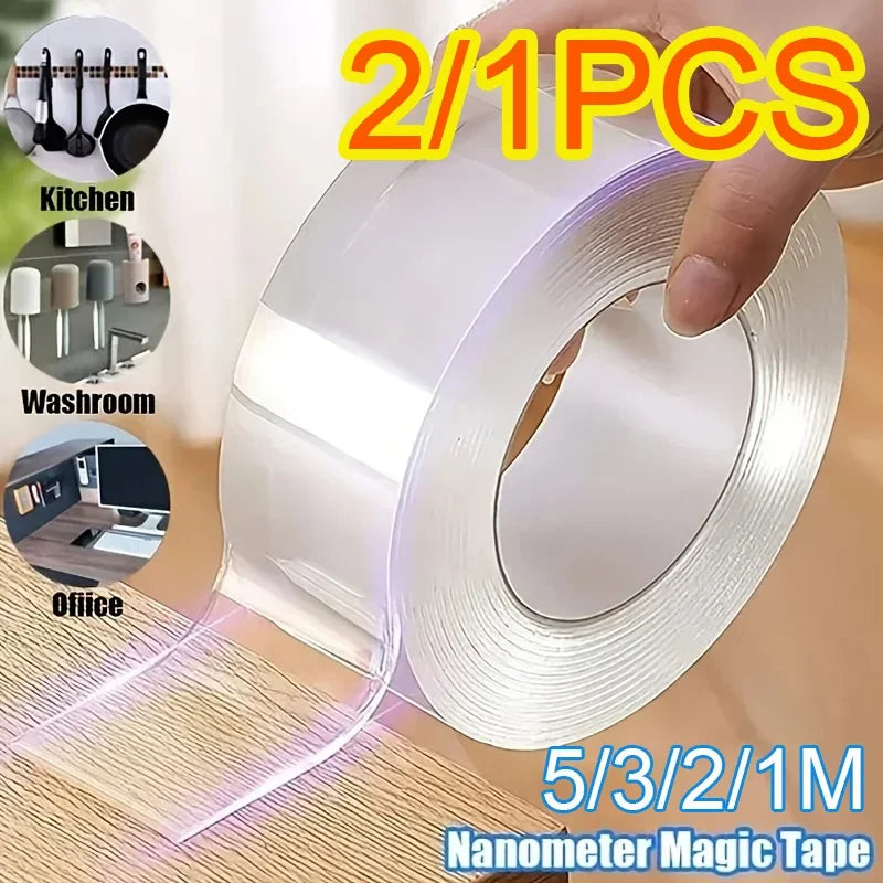 Nano Multifunctional Double Sided Adhesive Tape Waterproof Reusable Wall Stickers Transparent Strong Sticky Glue BathroomKitchen