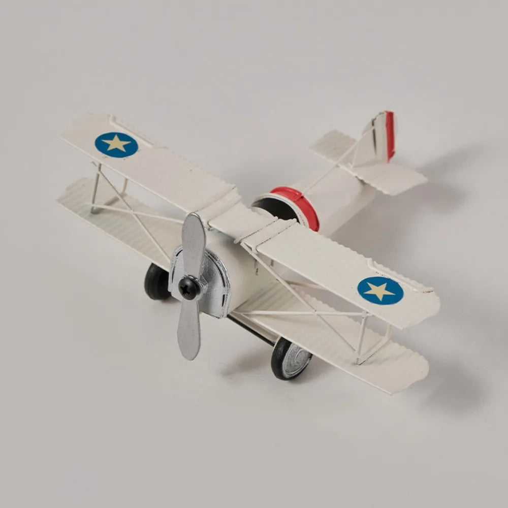 Retro Iron Vintage Airplane Model Handicraft Miniature Aircraft Ornaments Livingroom Delicate Metal Plane Models Kids Gift
