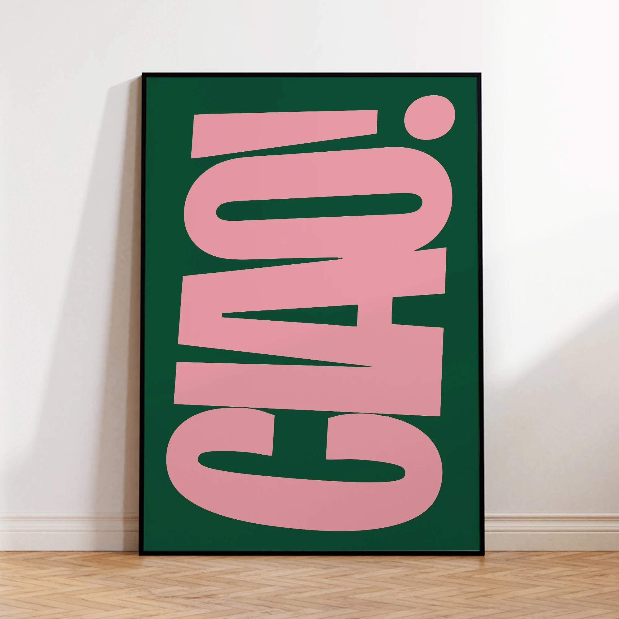 Retro Style Dark Green And Bright Pink Italian Ciao Wall Art Prints Canvas Painting Poster Picture For Living BedRoom Home Decor