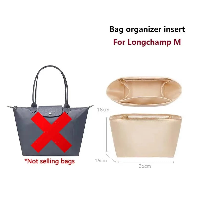 Bag organizer insert for Longchamp bag nylon material super strong fit bag support handbag insert bag accessories