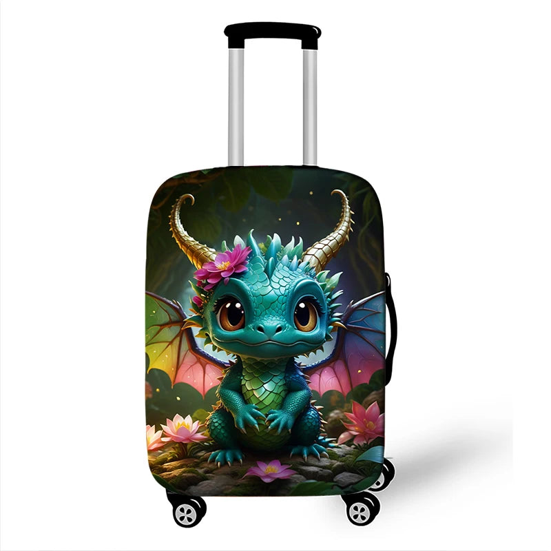 Cute Dragon Baby Print Luggage Cover Fantasy Animals Accessories Elastic Trolley Case Protective For Travel Anti-dust Covers