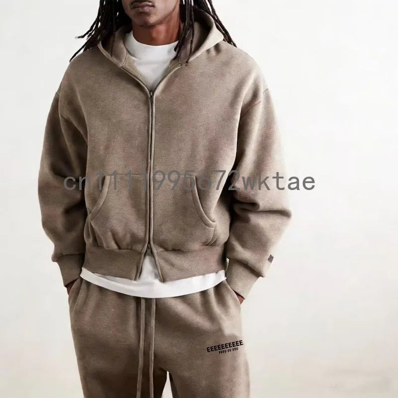 FW25 ALWAYS ON Zipper Hoodies Suit Luxury Design Back Silicone Letter Hoodie Jogging Set Cotton Couple Zipper Hoodie Tracksuit