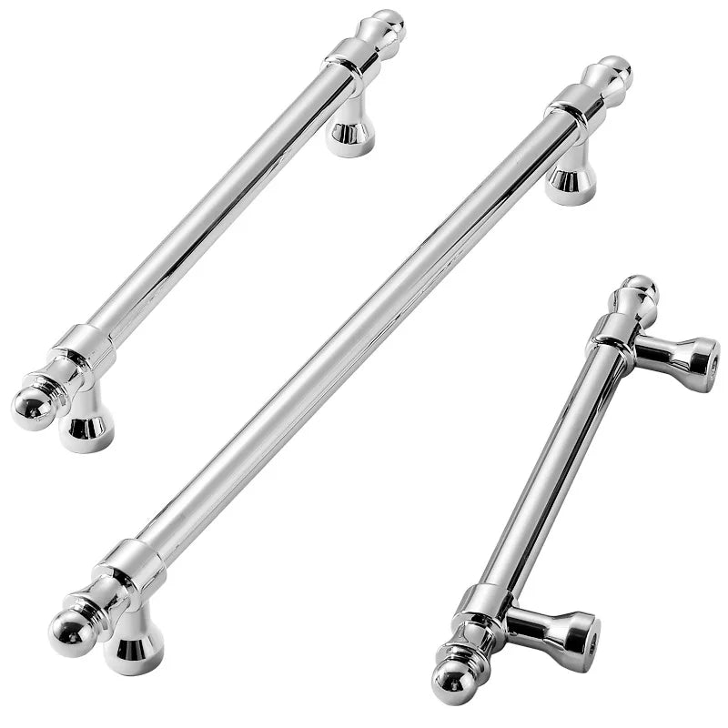 Bright Chrome Silver Wardrobe Door Handle Modern Minimalist Zinc-Alloy Pull for Cabinet Shoe Cabinet  Drawer Furniture Hardware