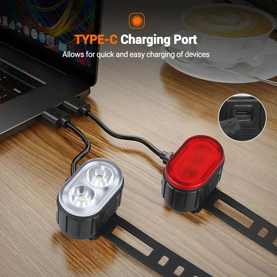 Cycling Bicycle Front Rear Light Set Bike Rechargeable Headlight Light MTB Waterproof Taillight LED Lantern Bicycle Accessories