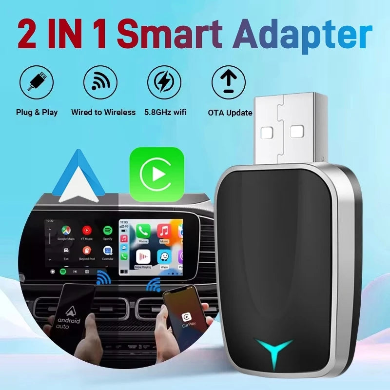 2026 Upgraded Wireless CarPlay Adapter& Android Auto Adapter, Mini&Stable CarPlay Wireless Dongle for iOS 10 Android 11and Above