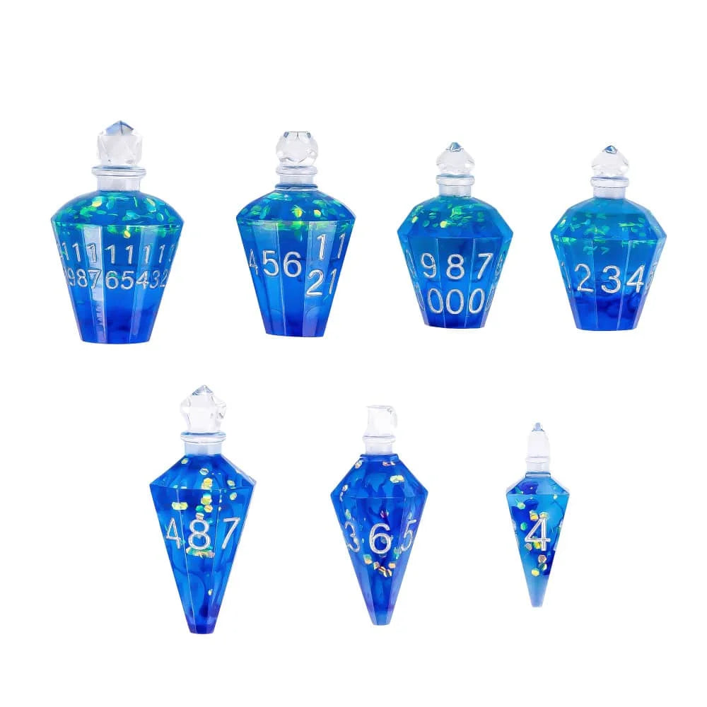 7 Potion Bottles Sharp Edges Dice DND New Style Polyhedral Dice Set Handcrafted D4-D20 for Role Playing Game Board Games TRPG