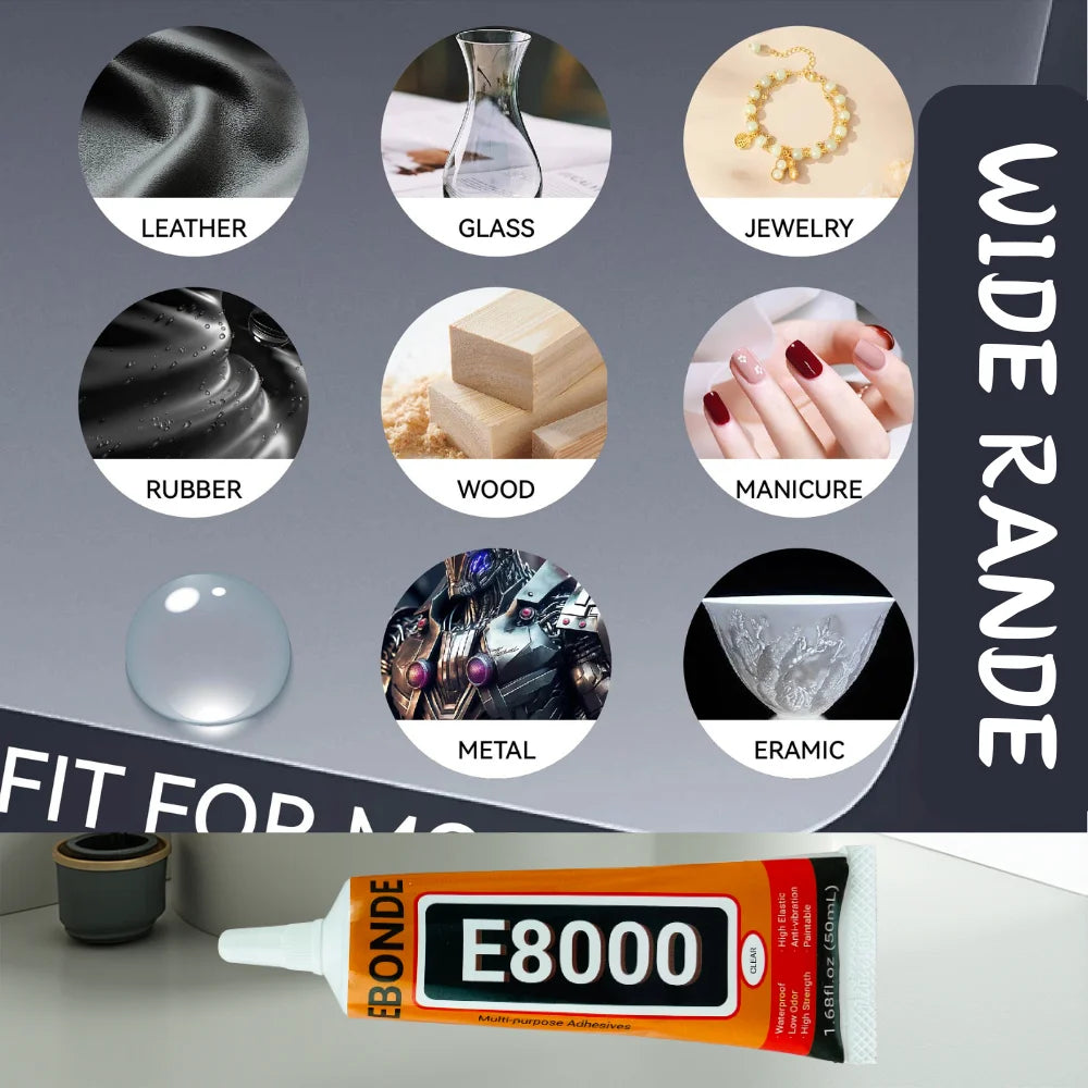 E8000 Clear Contact Phone Repair Adhesive E-8000 Fabric Cloth Multi-Purpose Glue with Precision Applicator 15ML 25ML 50ML 110ML