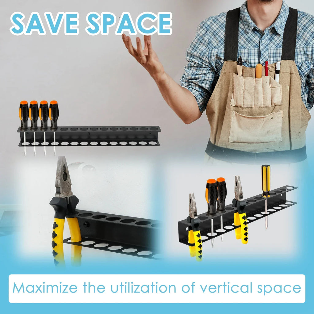 Screw Driver Holder Space-saving Tool Holder Heavy Duty Wall Mount Screwdriver Holder with 23 Holes for Tool Storage Rack Easy