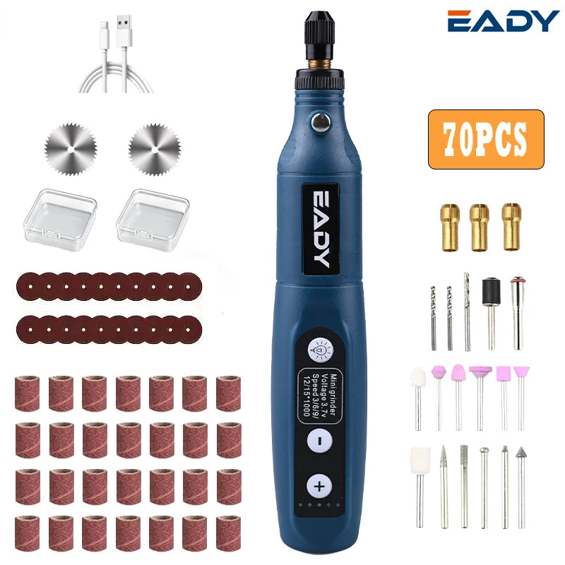 USB Rechargeable Cordless Mini Drill – 3-Speed Engraving Rotary Tool for Jewelry, Glass, Metal Polishing, DIY Carving – 3.7V