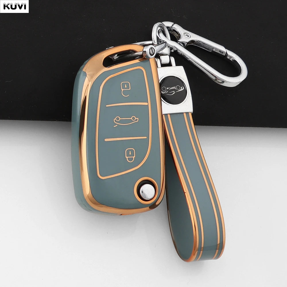 Fashion TPU Car Flip Key Case Cover Shell For Citroen C1 C2 C3 C4 C5 XSARA PICA For Peugeot 306 407 807 For DS DS3 DS4 DS5 DS6