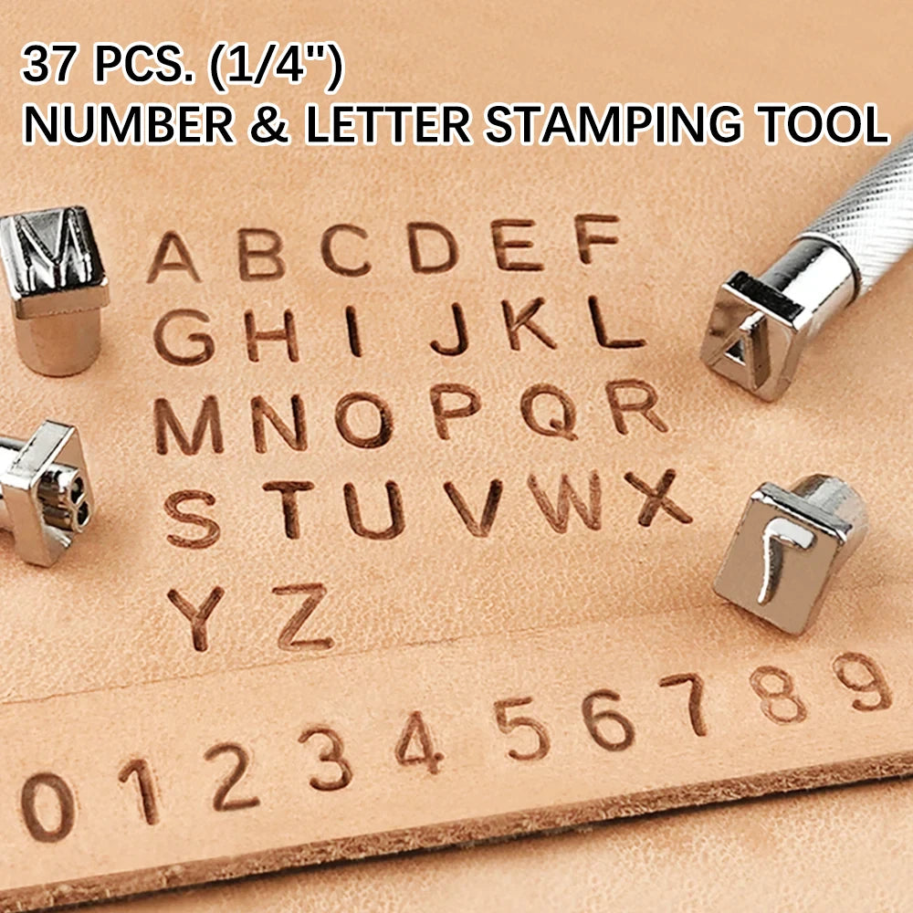 37Pcs Letters Stamping Kit Stamp Punch Tools Metal Alphabet Number Leather Embossed Tools 6.5mm