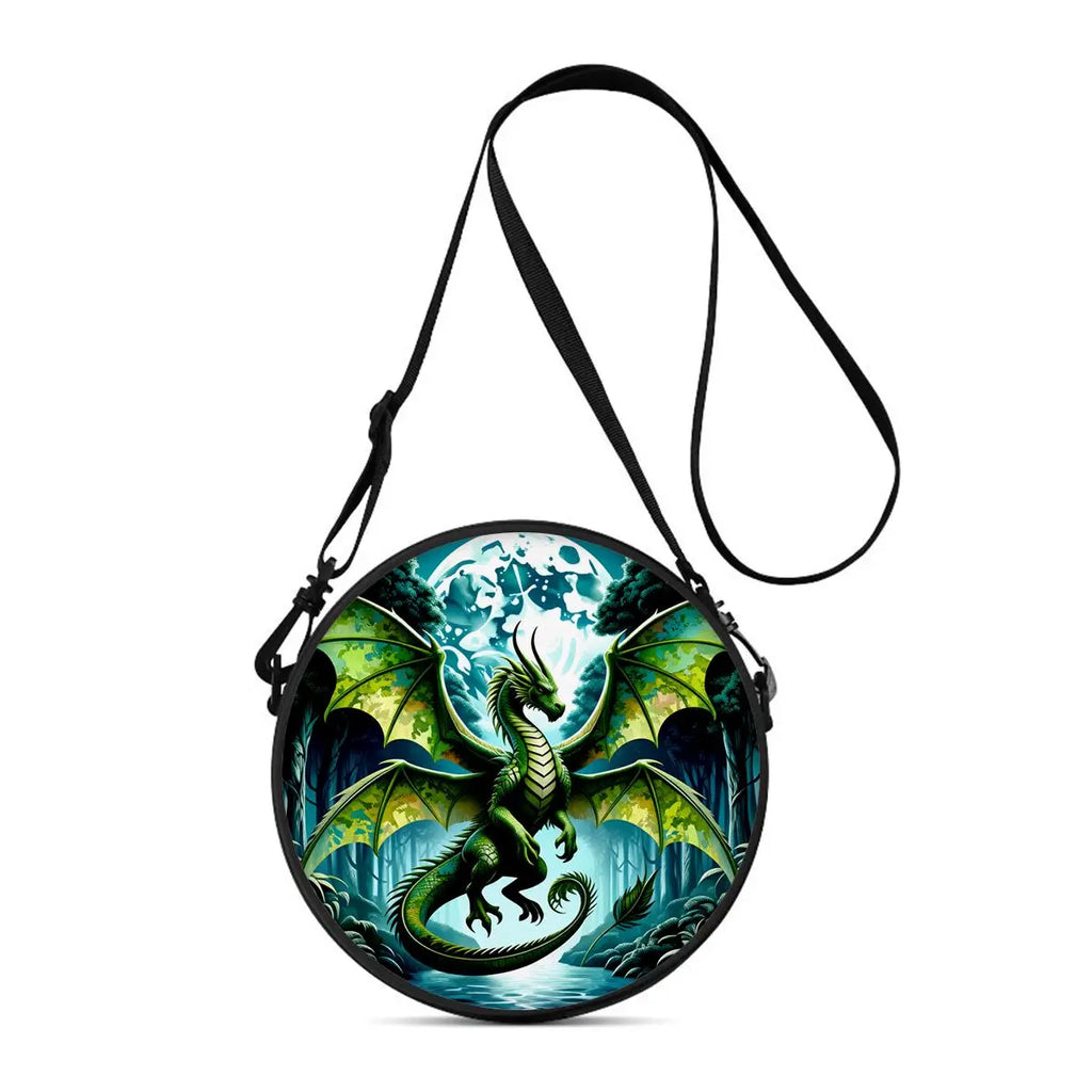 Dinosaur Print Round Shoulder Bag Casual Messenger Bag for Woman Best Gifts 2D Flat Casual Daily Crossbody Bag