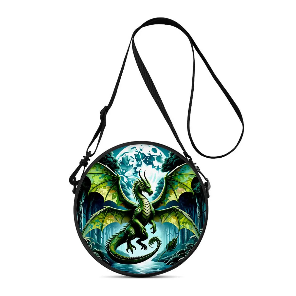 Dinosaur Print Round Shoulder Bag Casual Messenger Bag for Woman Best Gifts 2D Flat Casual Daily Crossbody Bag