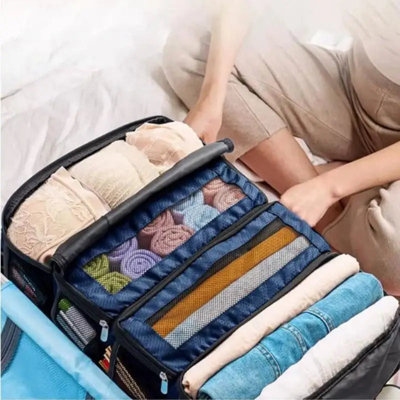 Hanging Travel Suitcase Organizer Foldable Closet Shelves Luggage Packing Cube Collapsible Storage Bag For Clothes