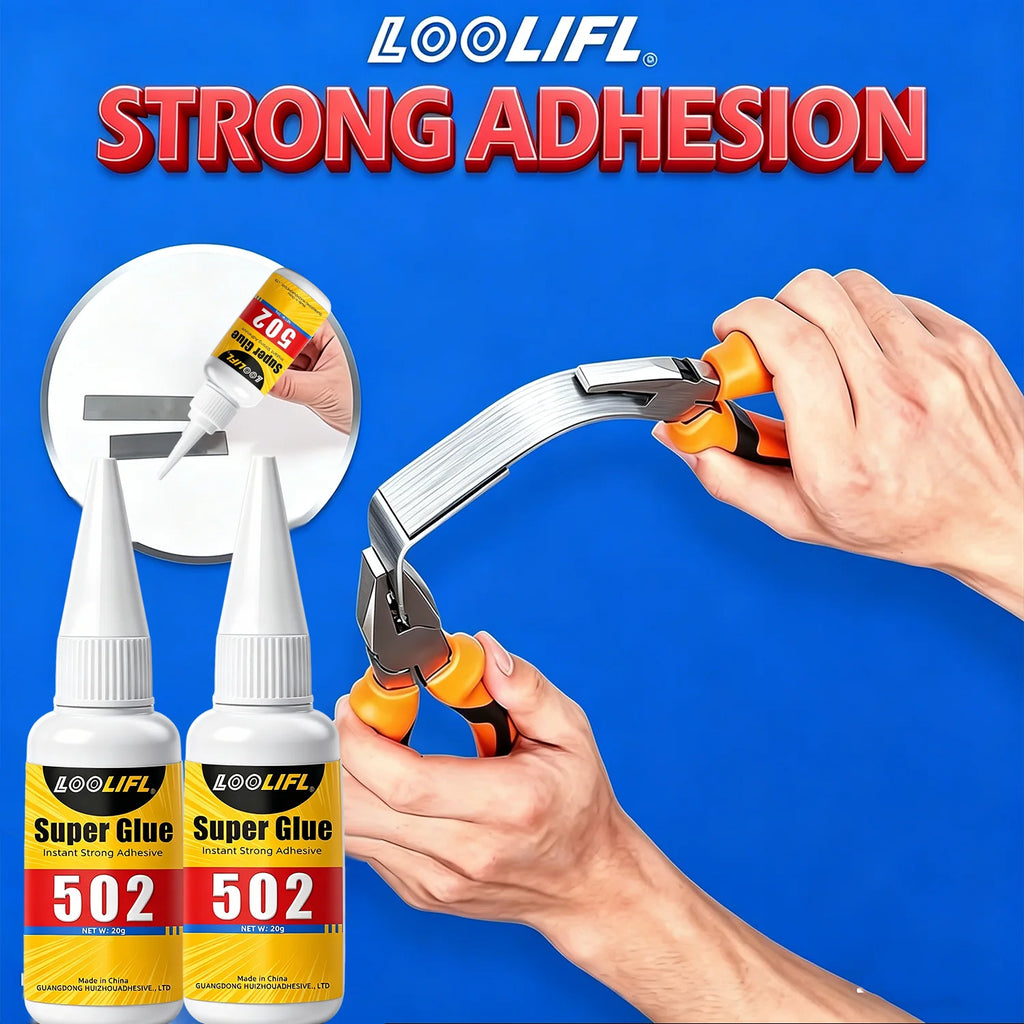 LOOLIFL 502 Super Glue Quick-drying Instant  Cyanoacrylate Adhesive Leather Rubber Glass Wood Metal Strong Bond Liquid Glue Tool